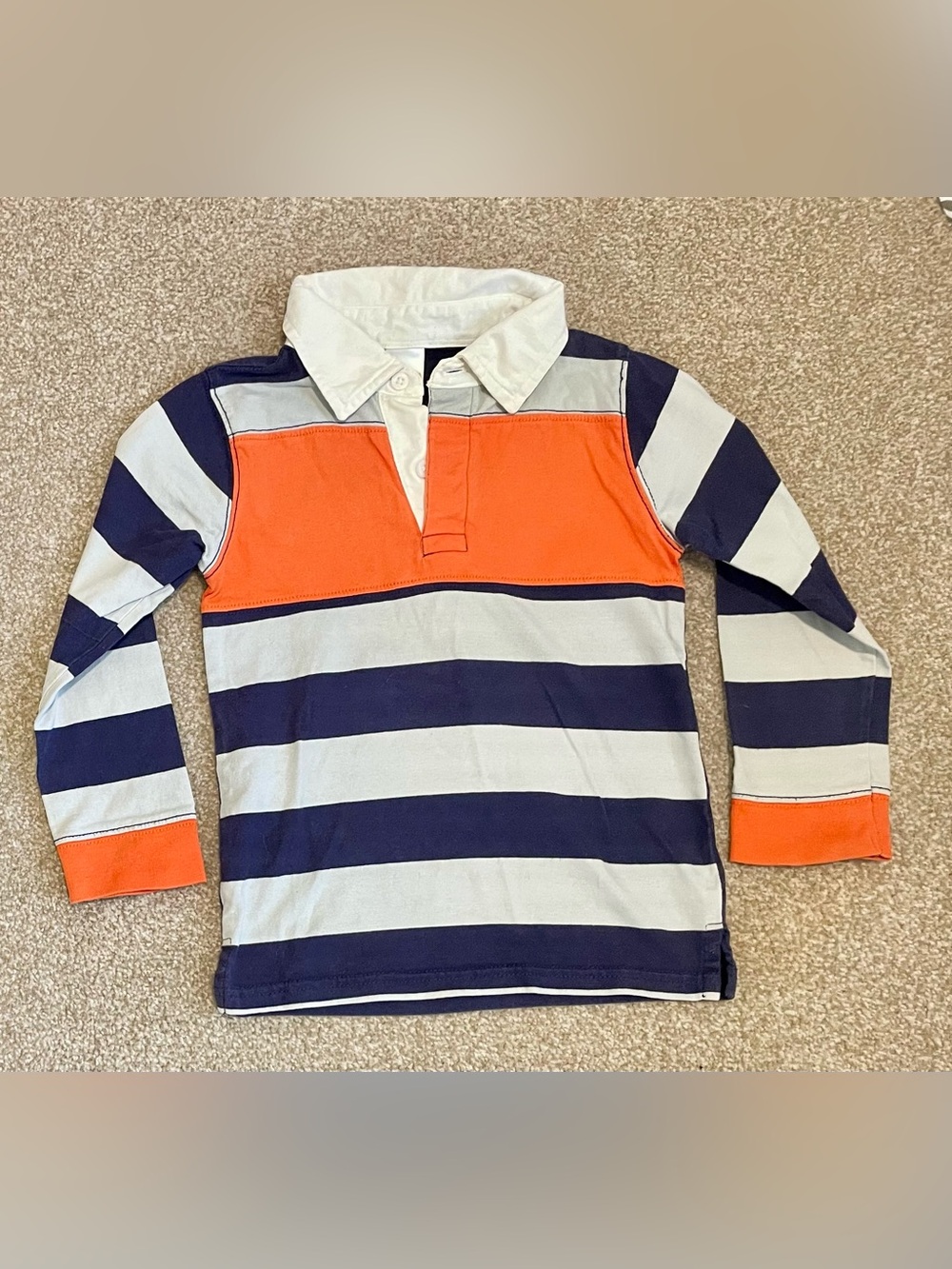 Gymboree Orange, Navy & White Striped Rugby Polo